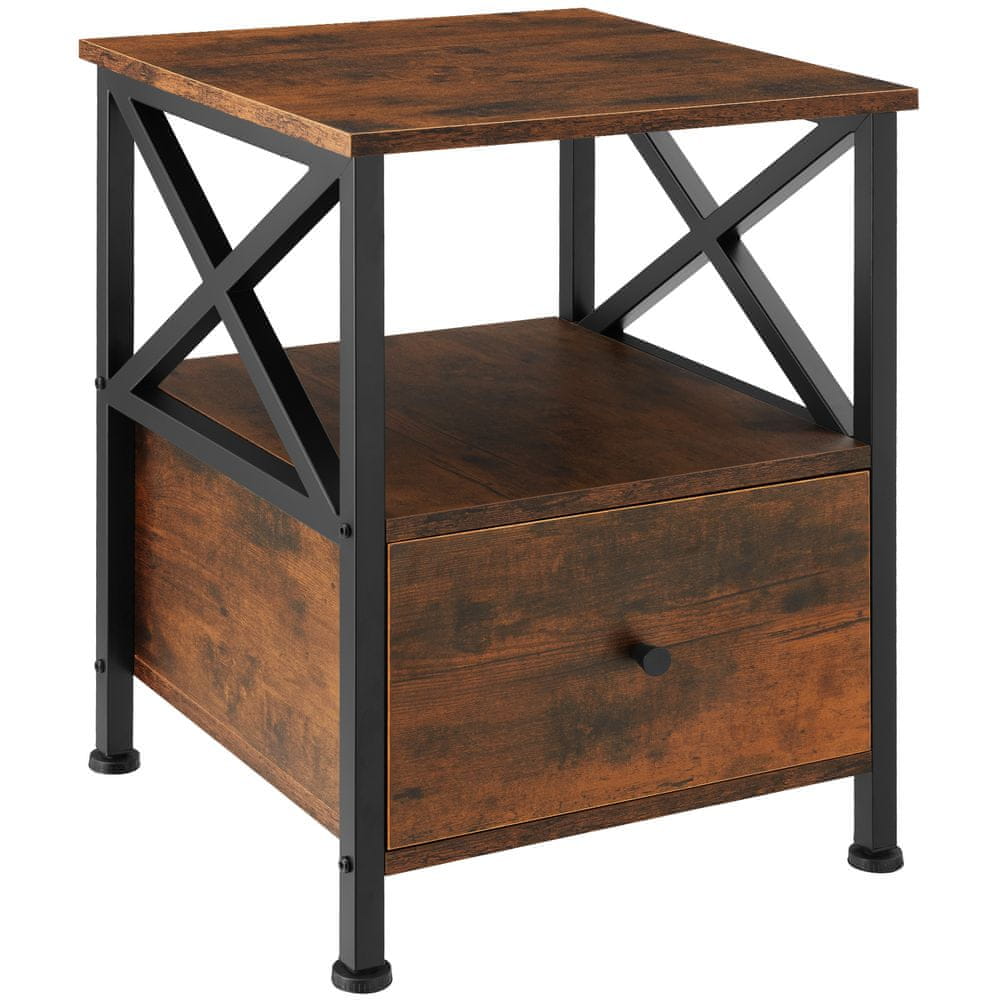 tectake Nočný stolík Falkirk 40x41,5x55,5cm - Industrial tmavé drevo